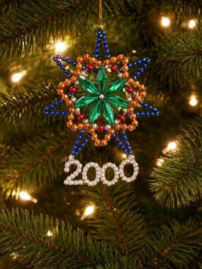 Christopher Radko Beaded Star Ornament Millennium 2000 Dangle Vintage Christmas